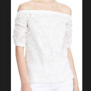 LAUREN Ralph Lauren Silk Off The Shoulder Top